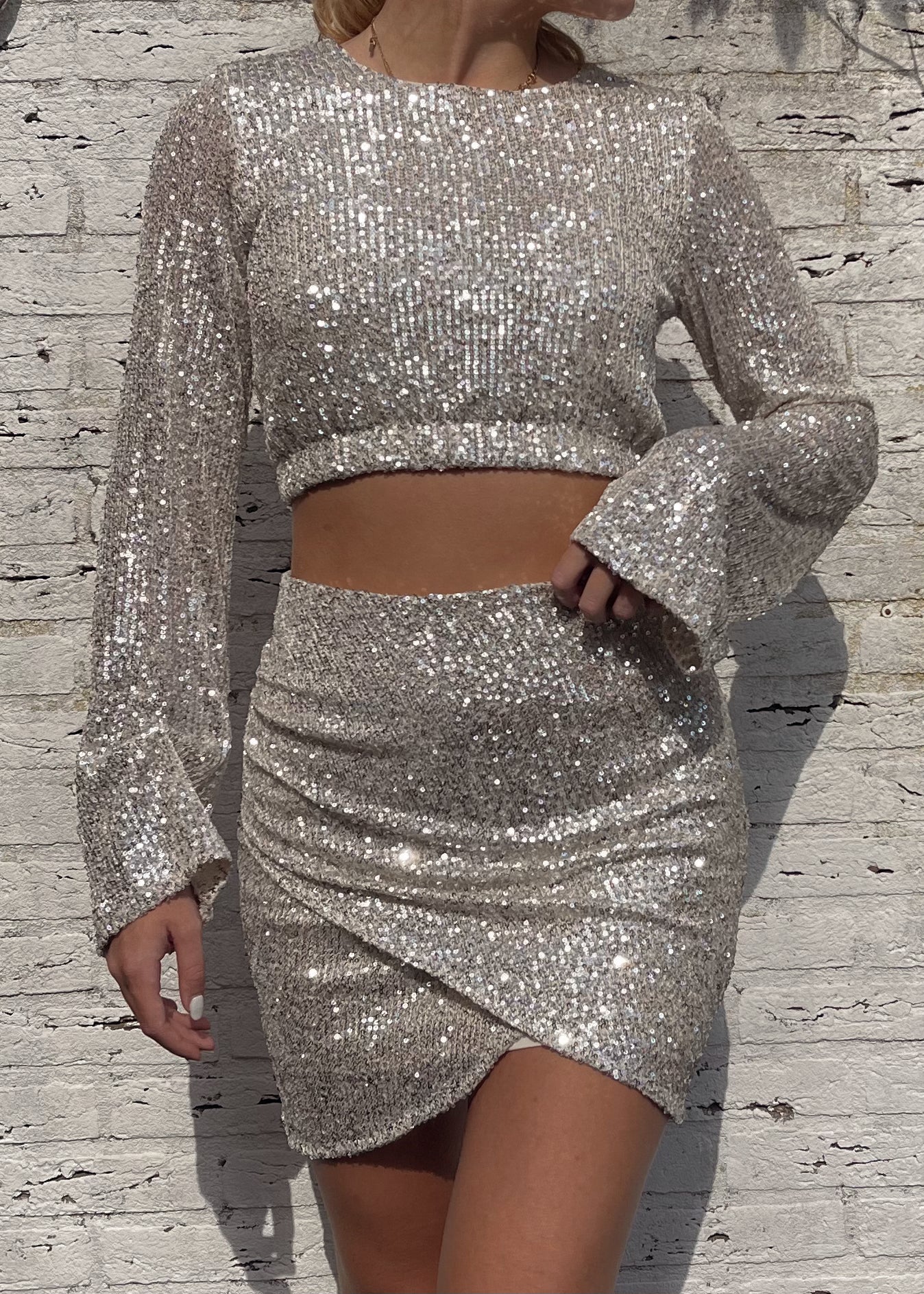 Eva Glitter Rok Beige