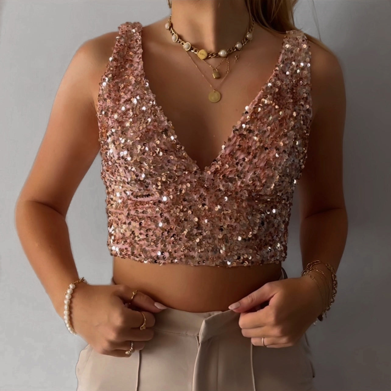 LUCIE GLITTER TOP ROSÉ