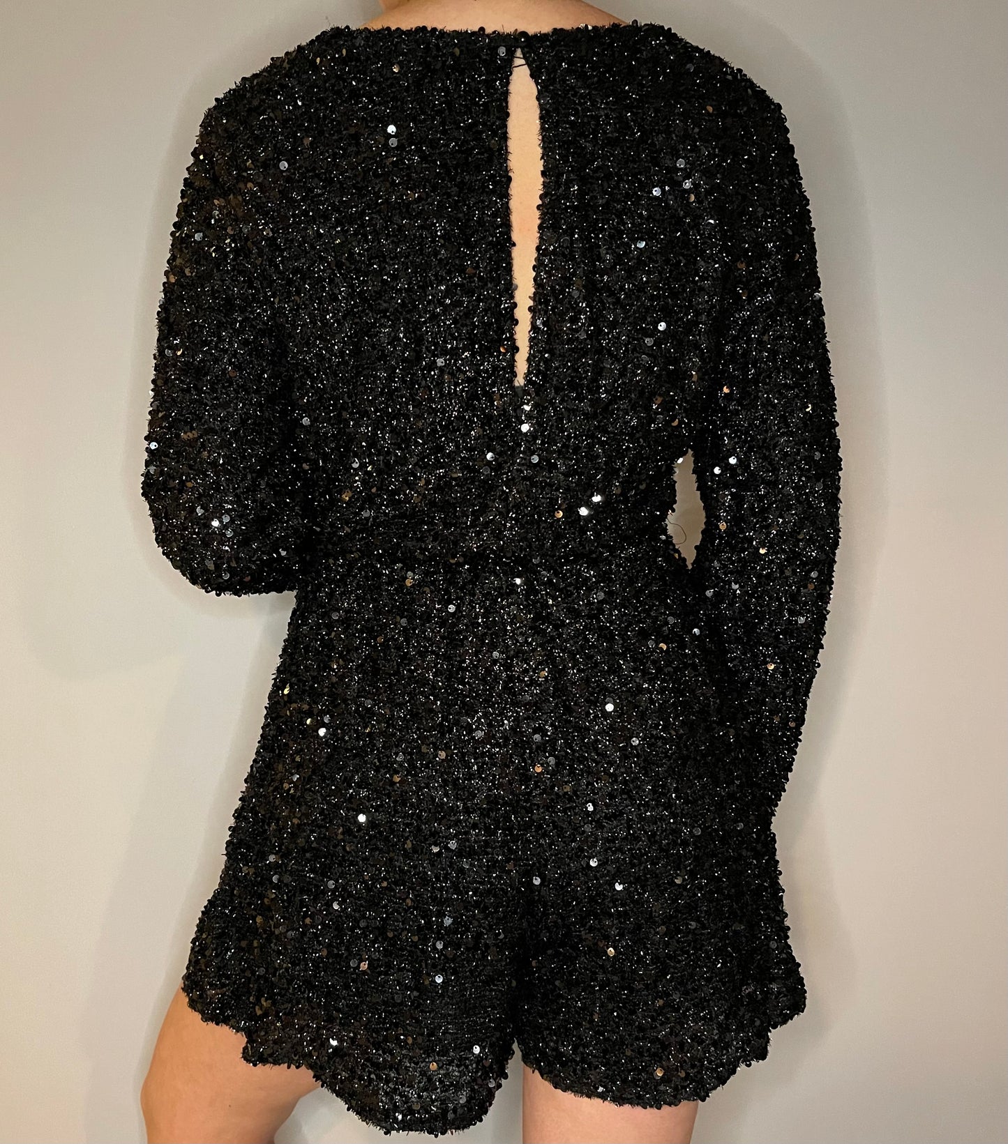 Jess Glitter Playsuit Zwart