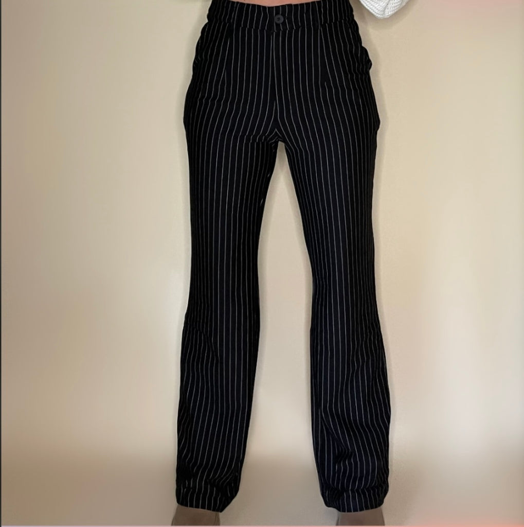 STRIPE STRAIGHT LEG PANTS ZWART